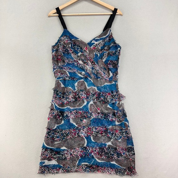 Walter Silk Dress Womens 6 Pink Tiered Y2K V-Neck Sleeveless Career Party - Picture 1 of 12